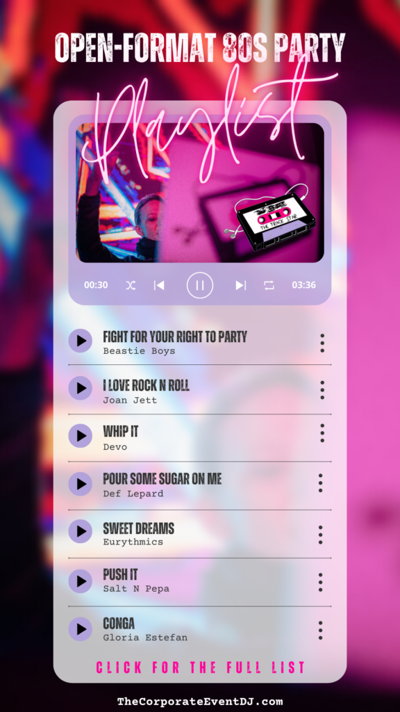 80s Party Pinterest Playlist - Corporate Event DJ